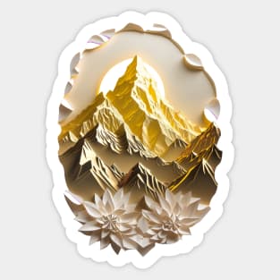 Paper quilling art - Golden mountains ! Sticker